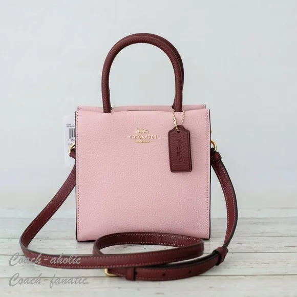 NWT Coach CE598 Mini Cally Leather Crossbody in Powder Pink/Wine - Picture 3 of 10